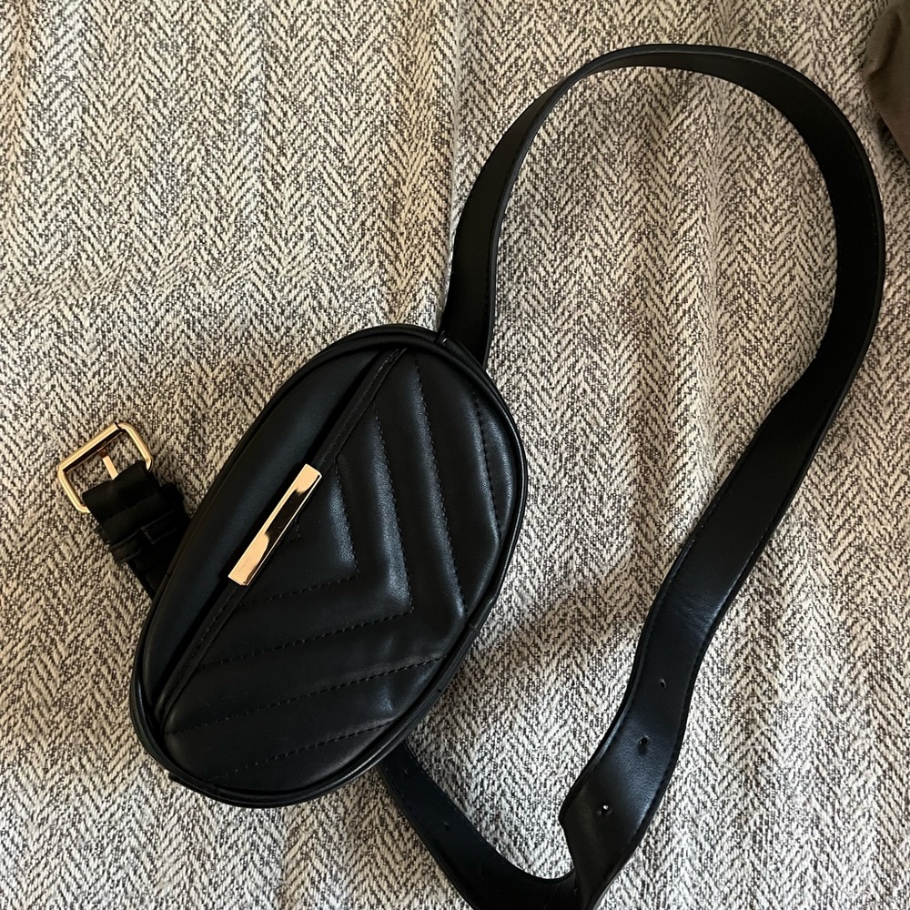 Black leather belt bag